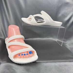 Crocs Kadee II Strappy Sandals Women's 7 White‎ Jewels Summer Slides 211350-100